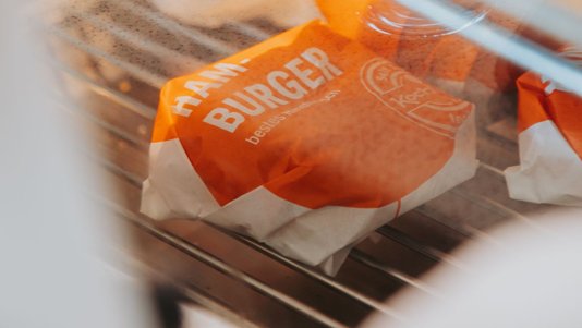 wrapped burgers in heated display cabinet