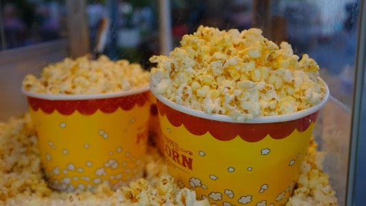 popcorn buckets at cinema concession stand